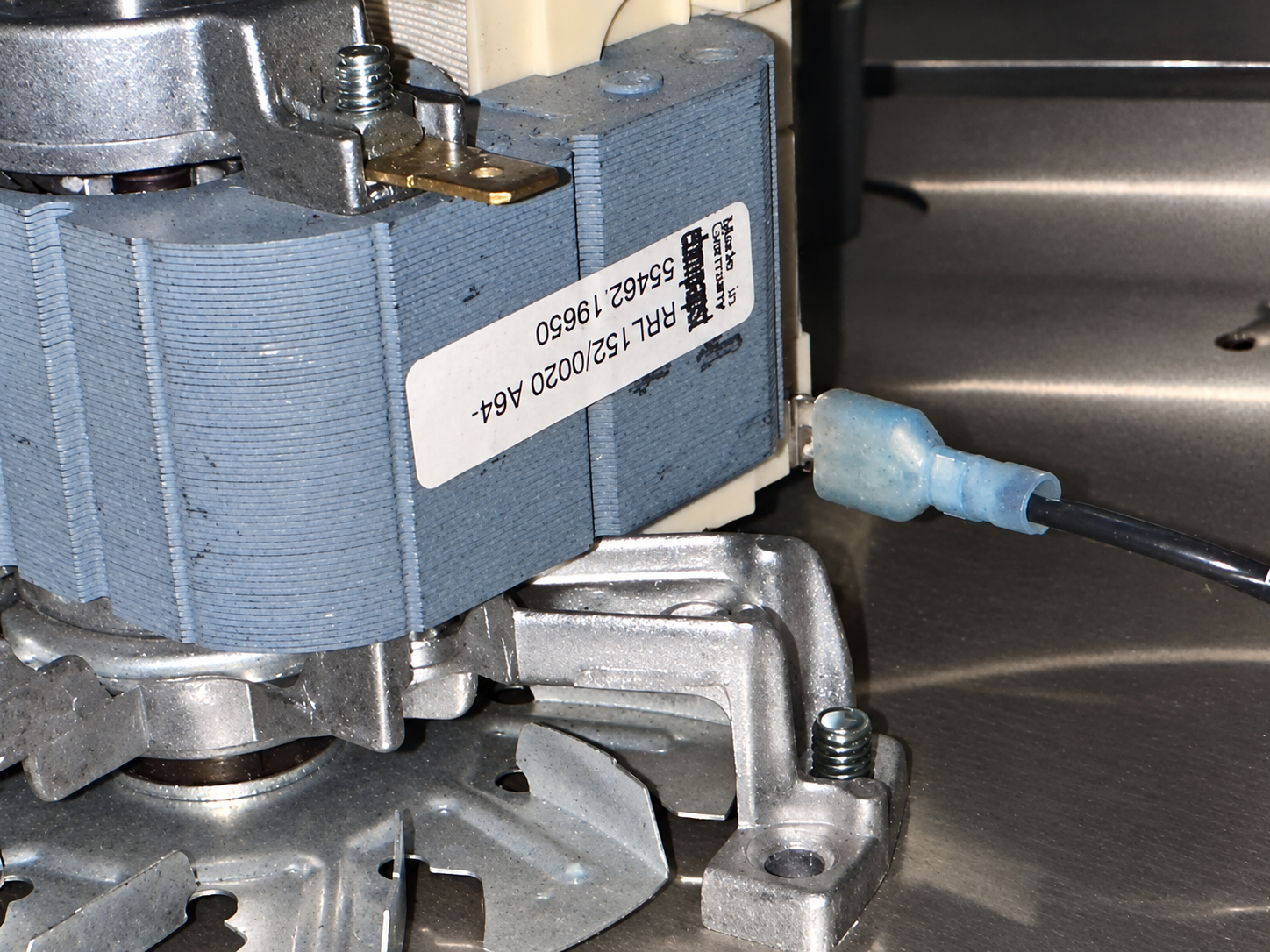 Blanket warmer motor assembly from an Apex Biomedical Technology motor replacement project
